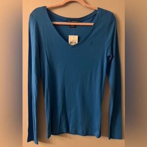 Ralph Lauren Sport Ultra Blue Long Sleeve V-Neck Tee
